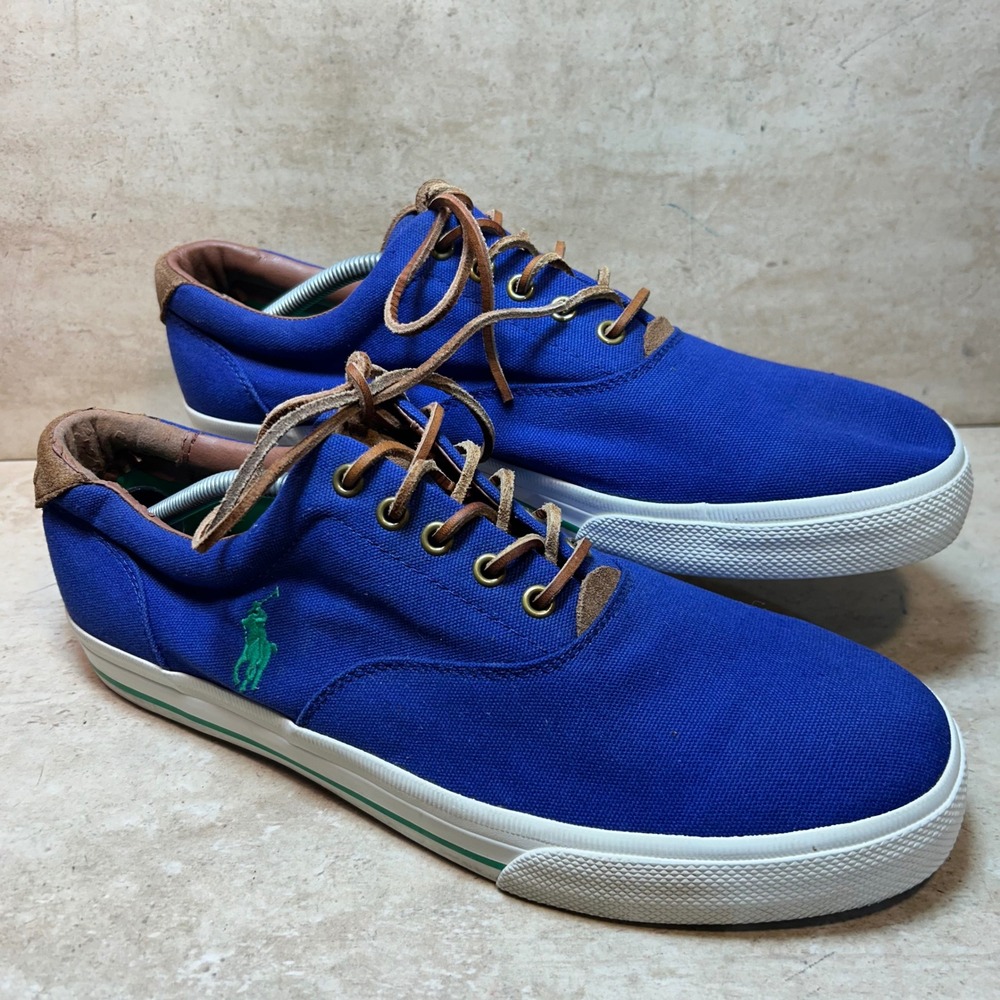 Polo Ralph Lauren Vaughn Mens 13D Blue Canvas Suede Low Top Sneakers 0200001087